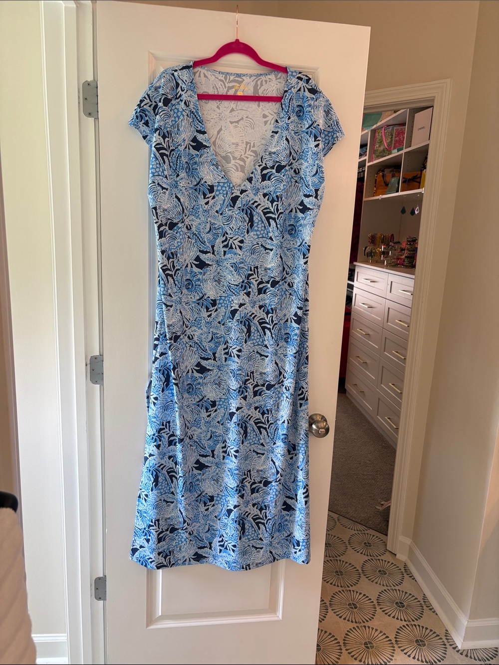 Lilly Pulitzer Blue and White Full Length Coverup